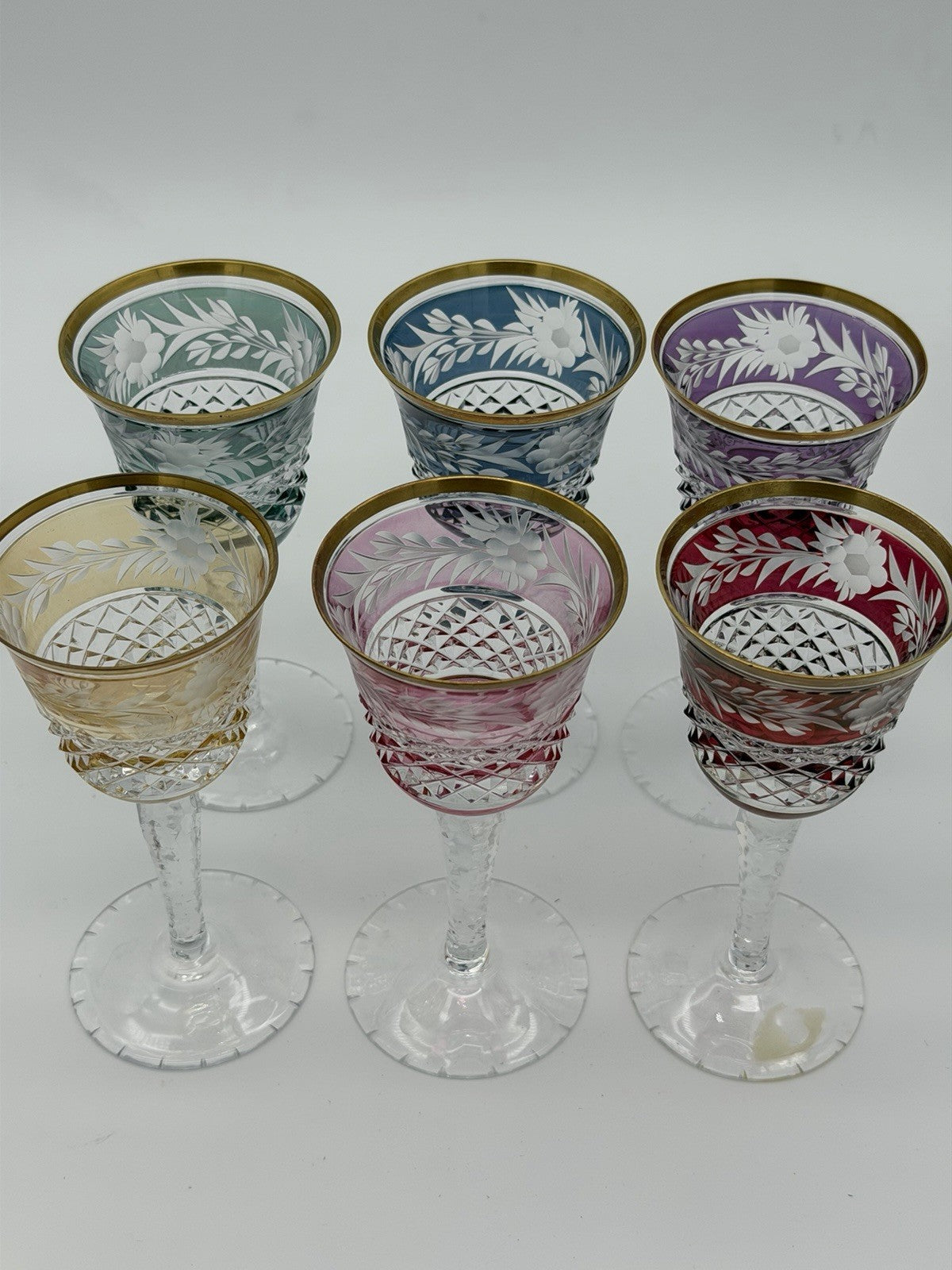 Ebeling & Reuss Marchioness 6”H Claret Wine Goblets Multicolor 6 PCs Crystal