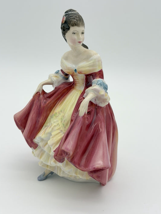 Royal Doulton England Porcelain Southern Belle # 2229 Painted Figurine 8”H Red