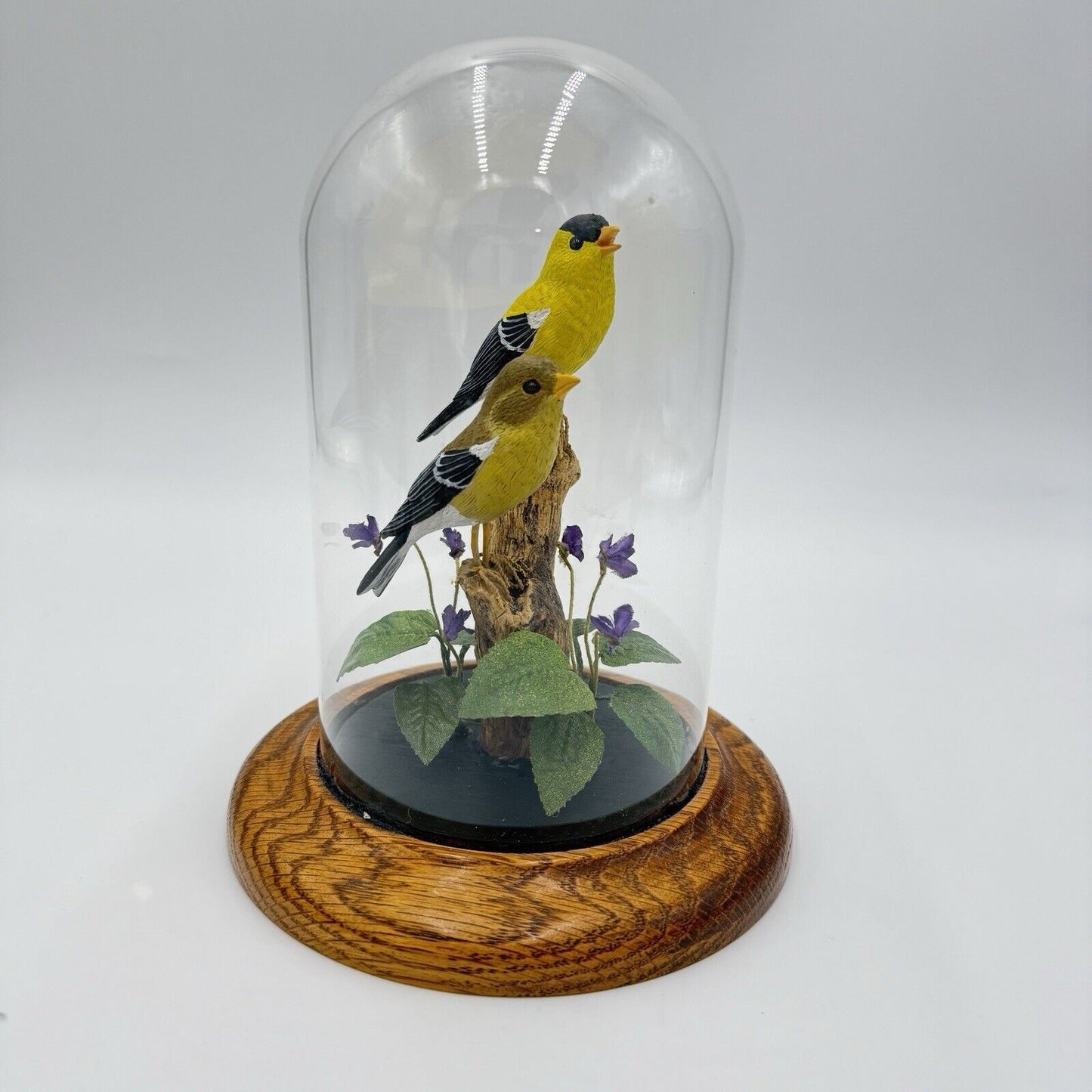 William DeSelm’s Studios American Goldfinch Folk Art Hand Carved # 17 Glass Dome