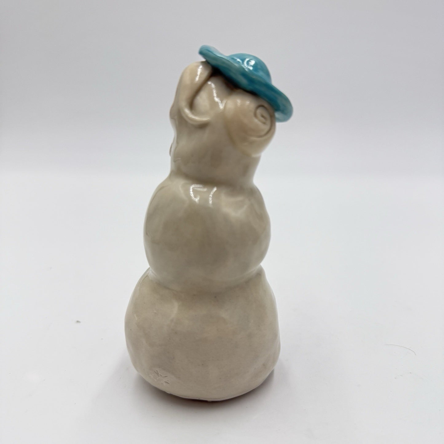 Rare Signed Studio Art Pottery Snowwoman Figurine B Clower 4.5in