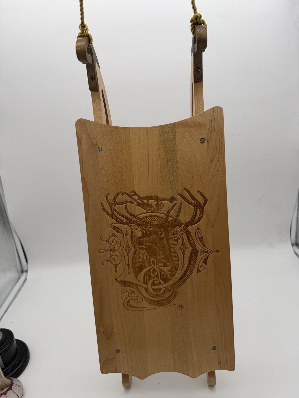 Rare John Deere Wall Decor Wood Carved christmas SLED 1880"S LOGO