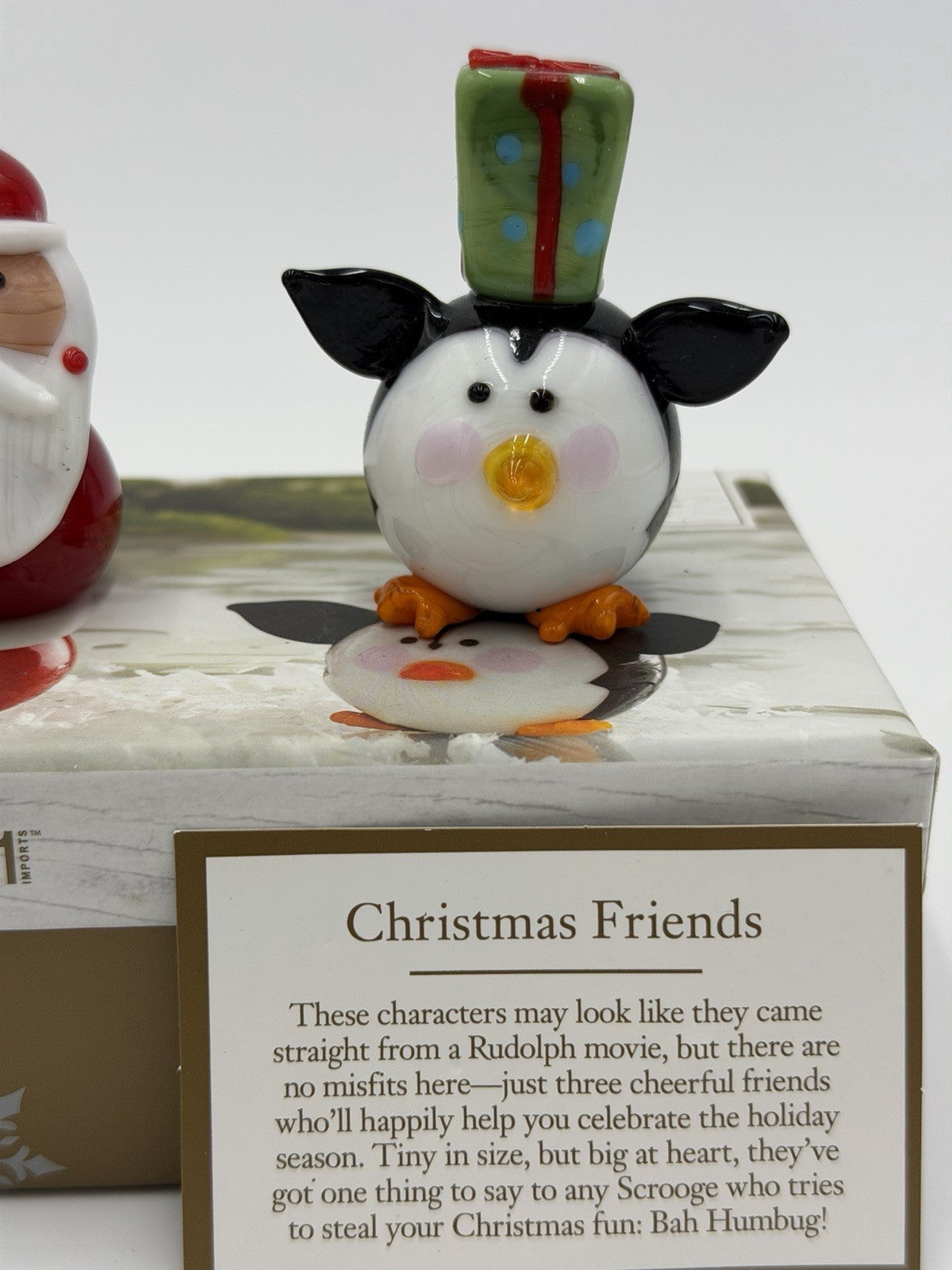 Rare Pier 1 Imports Art Glass Christmas Friends Snowman Santa Penguin Figurines