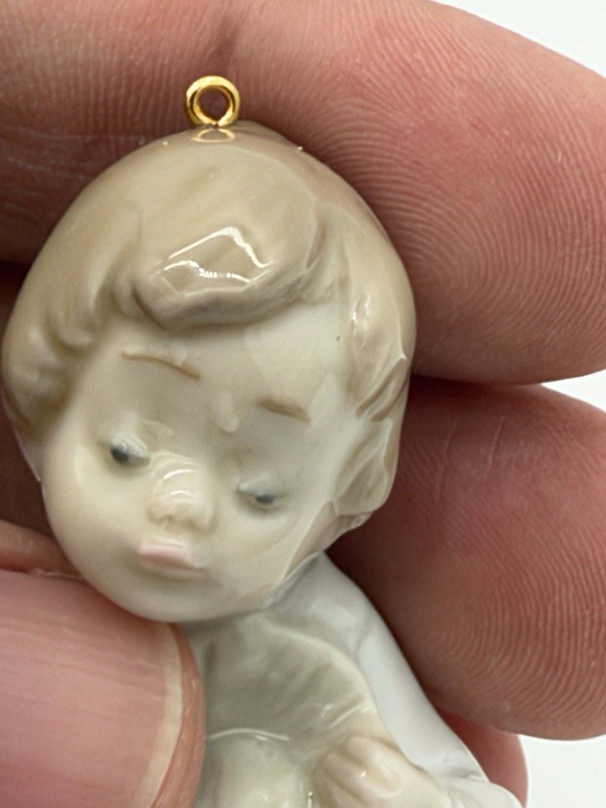 Lladro Spain Porcelain Miniature Shepherd & Sheep Christmas Ornament