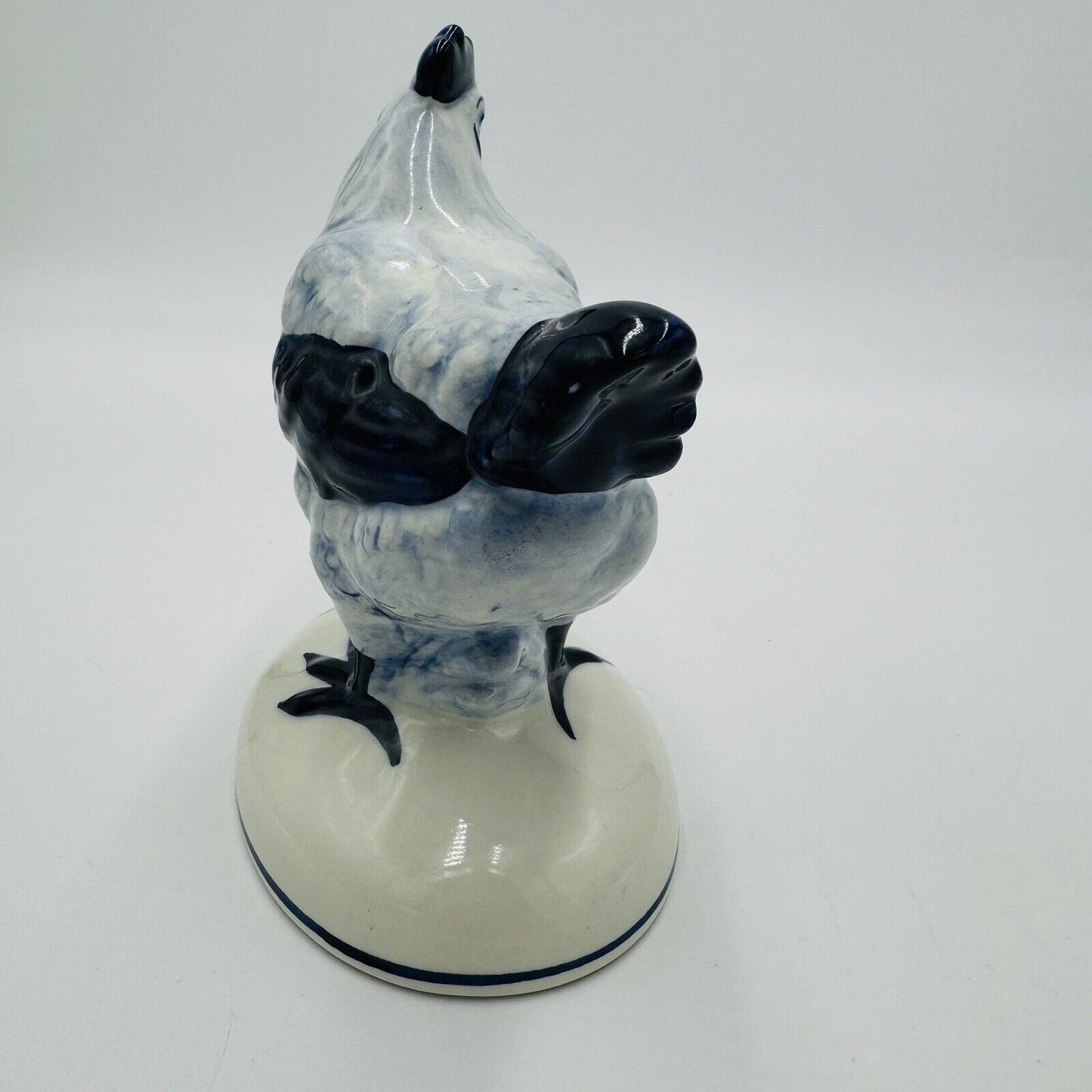 Delft Holland Pottery 701 Cobalt Blue White Chicken Hen Porcelain Figurine 5x6”