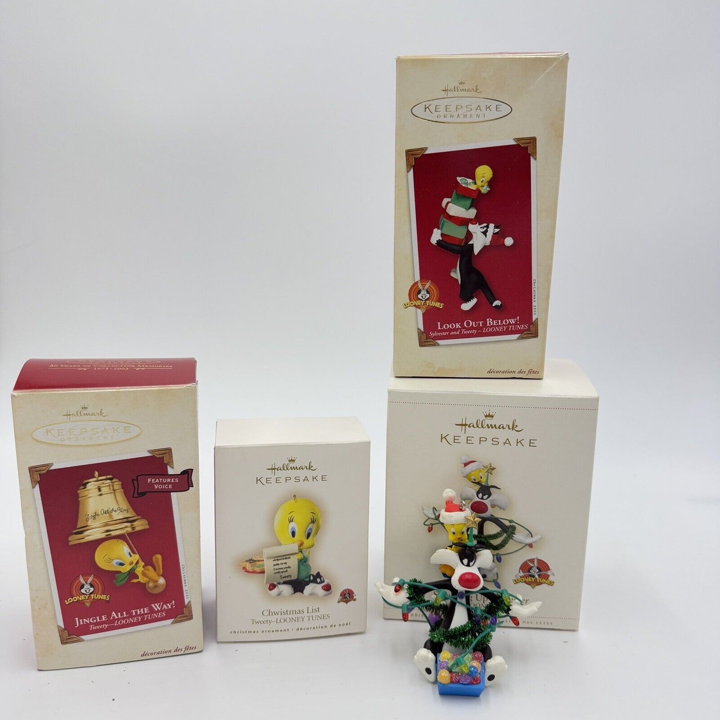 Hallmark Looney Tunes Tweety Sylvester Christmas Ornaments Set