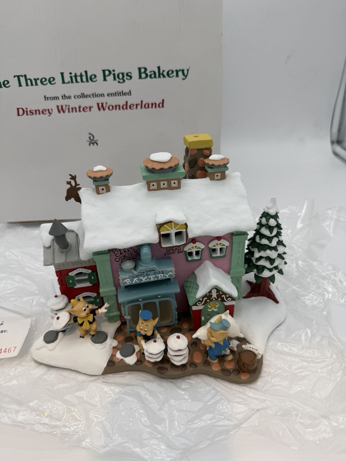 Danbury Mint Disney Winter Wonder Little Pigs Bakery House Village Christmas NIB