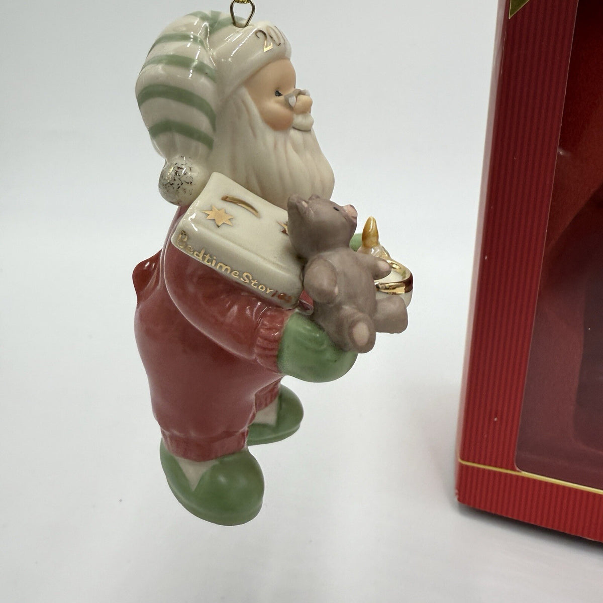 Lenox Annual Christmas Ornament Santa's Slumber Teddy Bear Bedtime Porcelain