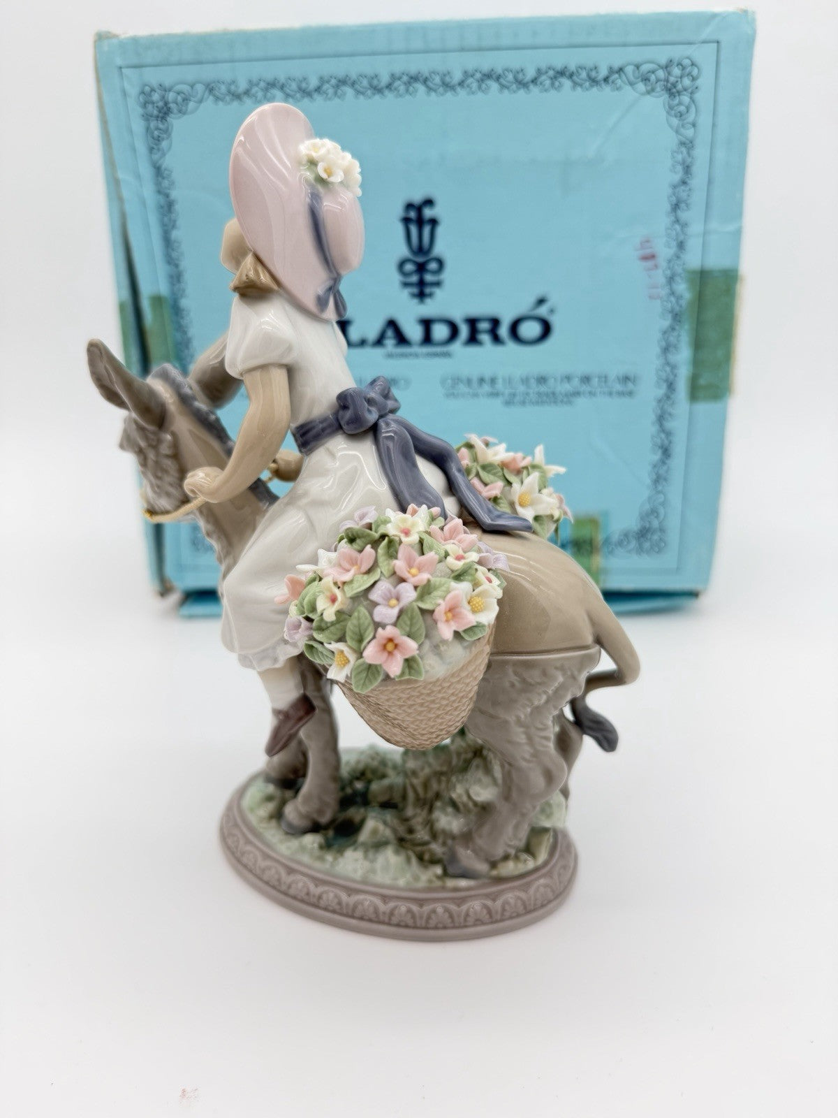 LLADRO Spain Porcelain Look At Me Girl On Donkey Figurine (missing Flowers)
