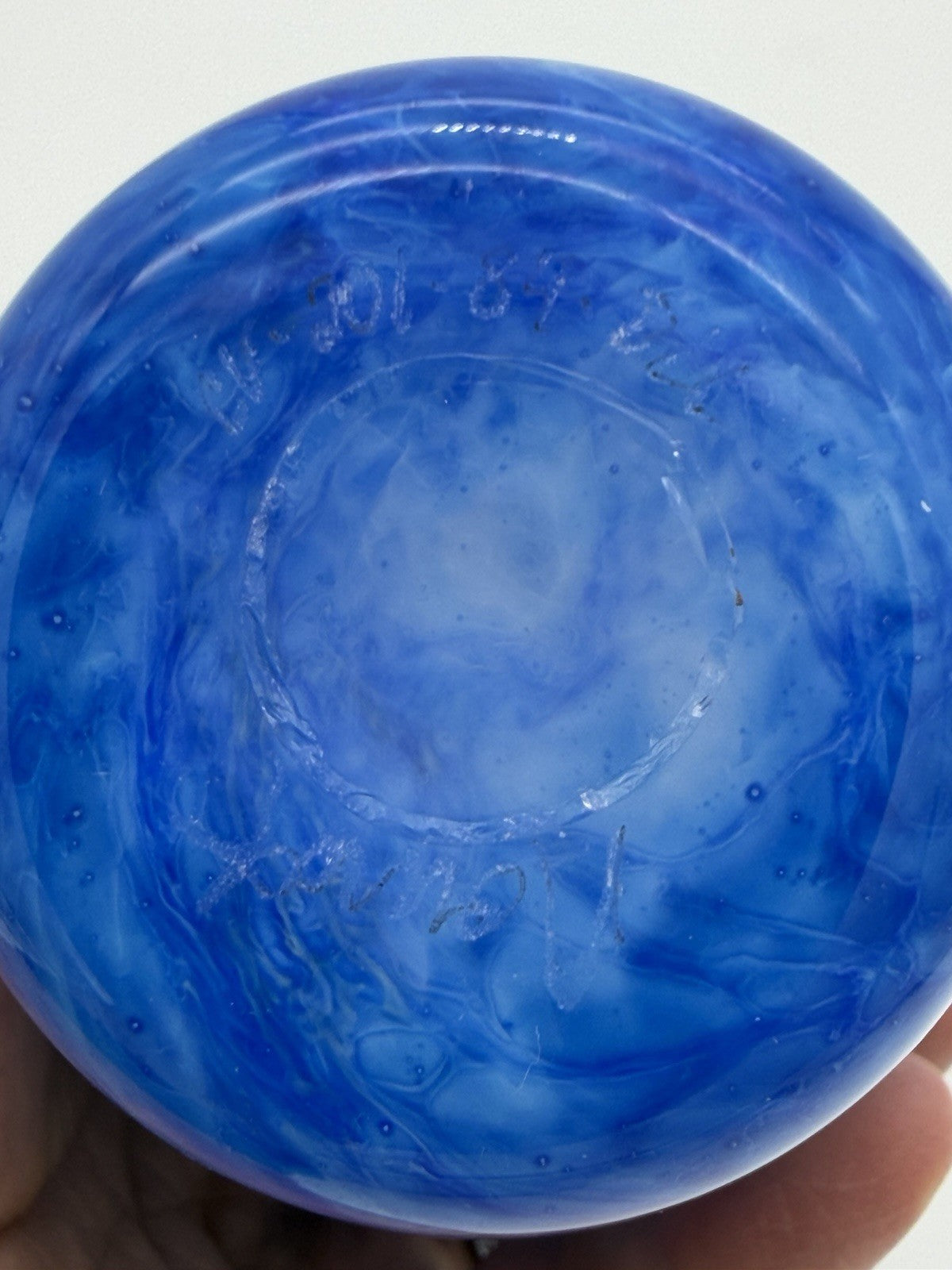 Michael Nourot Studio Art Glass 7.5”H White Cased Blue Vintage Vase 1984