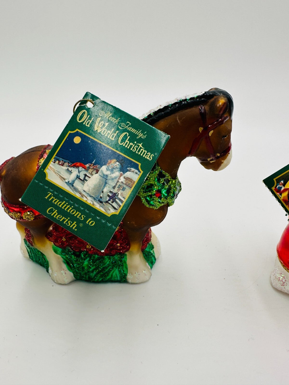 Old World Christmas Clydesdale Ornament 1st Bear 12255 Glass Blown Holiday