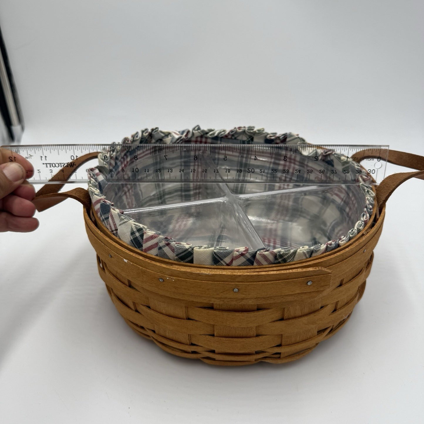 Longaberger Round Darning Basket Divided Protector Fruit Liner 1993