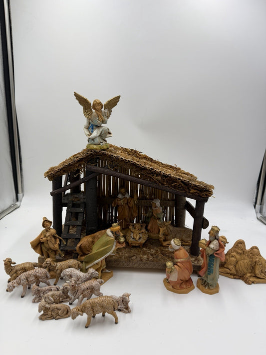Vintage Fontanini Italy Nativity 22 Pcs + Stable Set Christmas 5” Figurines