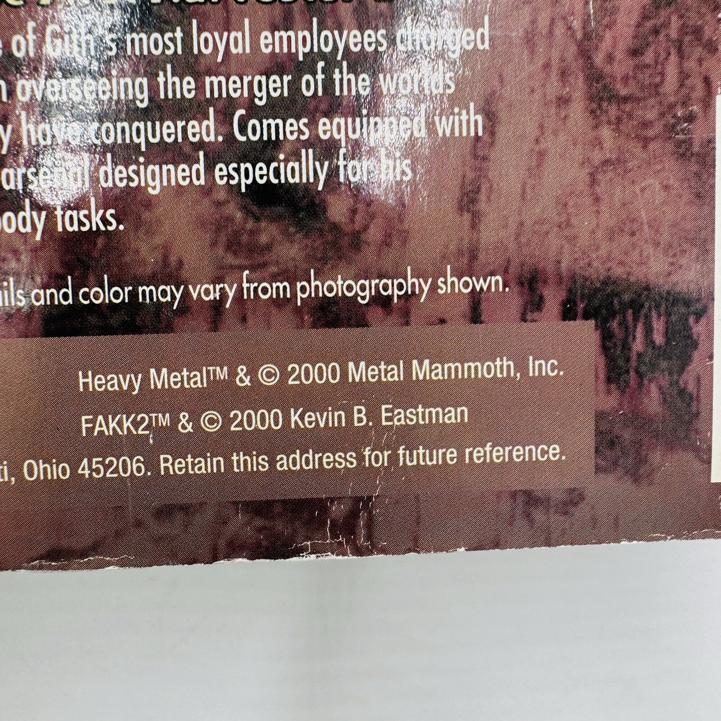 Vintage Fakk 2 Heavy Metal Tyler Action Figure Metal Mammoth 2000 Sealed