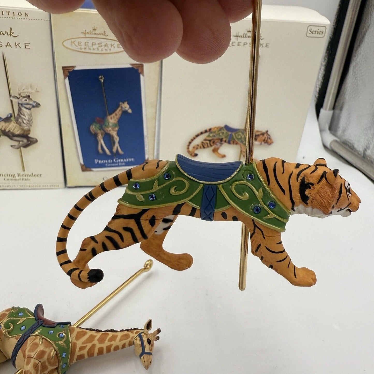 Hallmark Ornament Series Complete Set of 6 Carousel Giraffe Lion Polar Tiger Kan