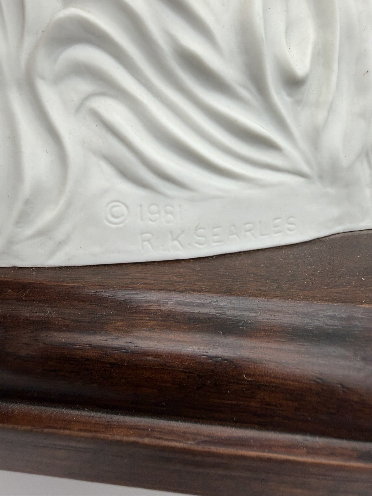 Robert E. Searles white bisque porcelain Canada Geese sculpture A New Dawn wood