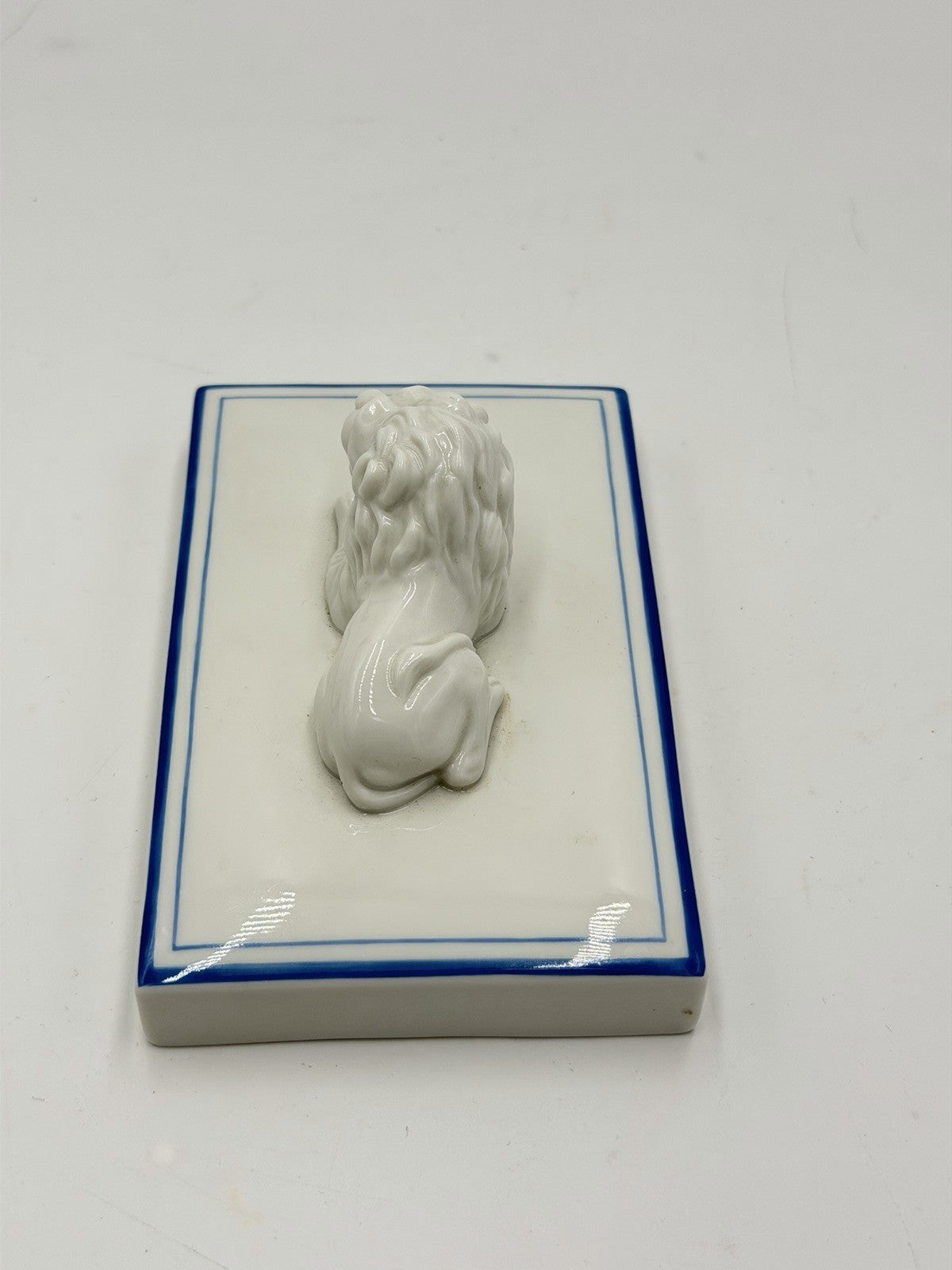 Nymphenburg Porcelain Germany Bavarian Lion Blue Border Antique Figurine