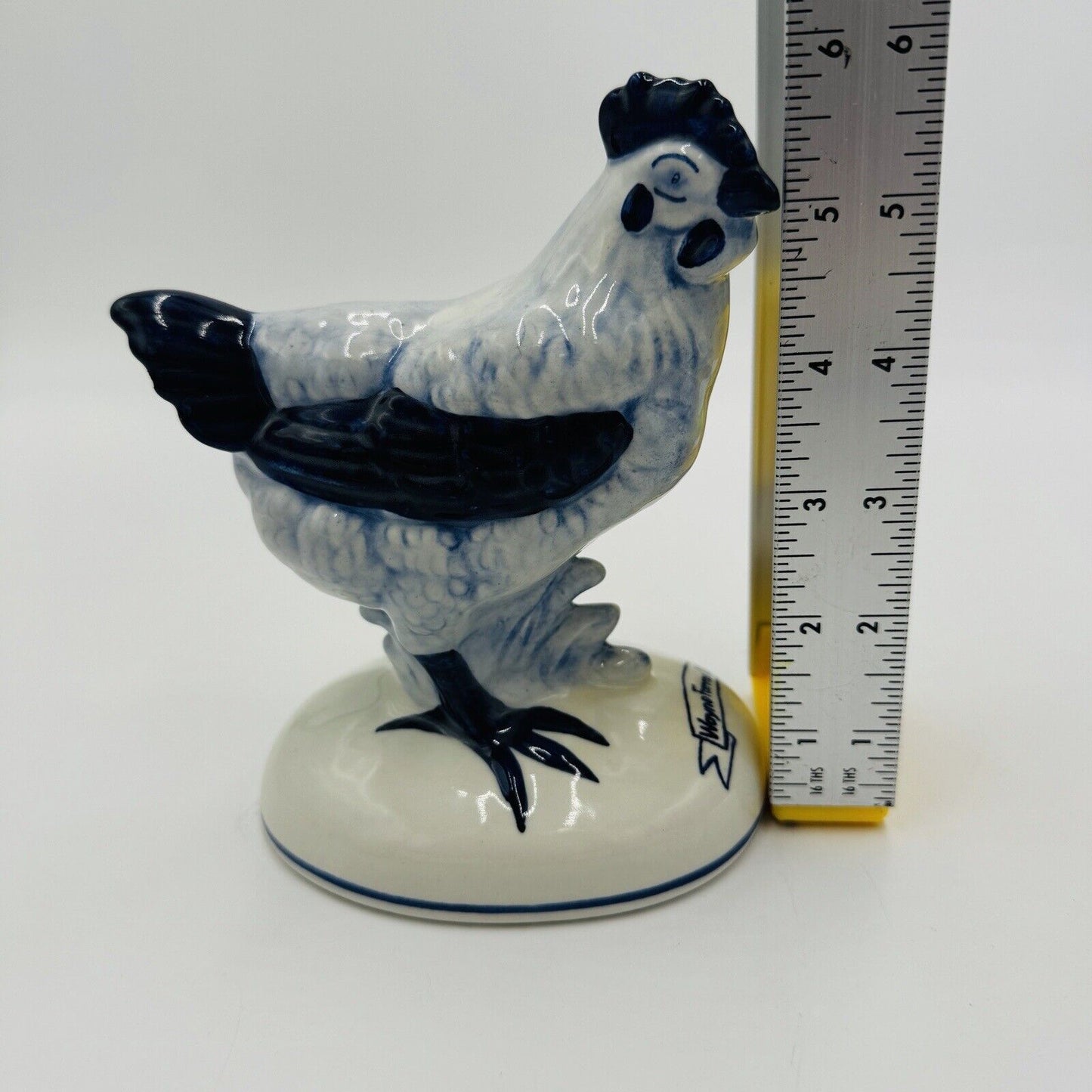 Delft Holland Pottery 701 Cobalt Blue White Chicken Hen Porcelain Figurine 5x6”