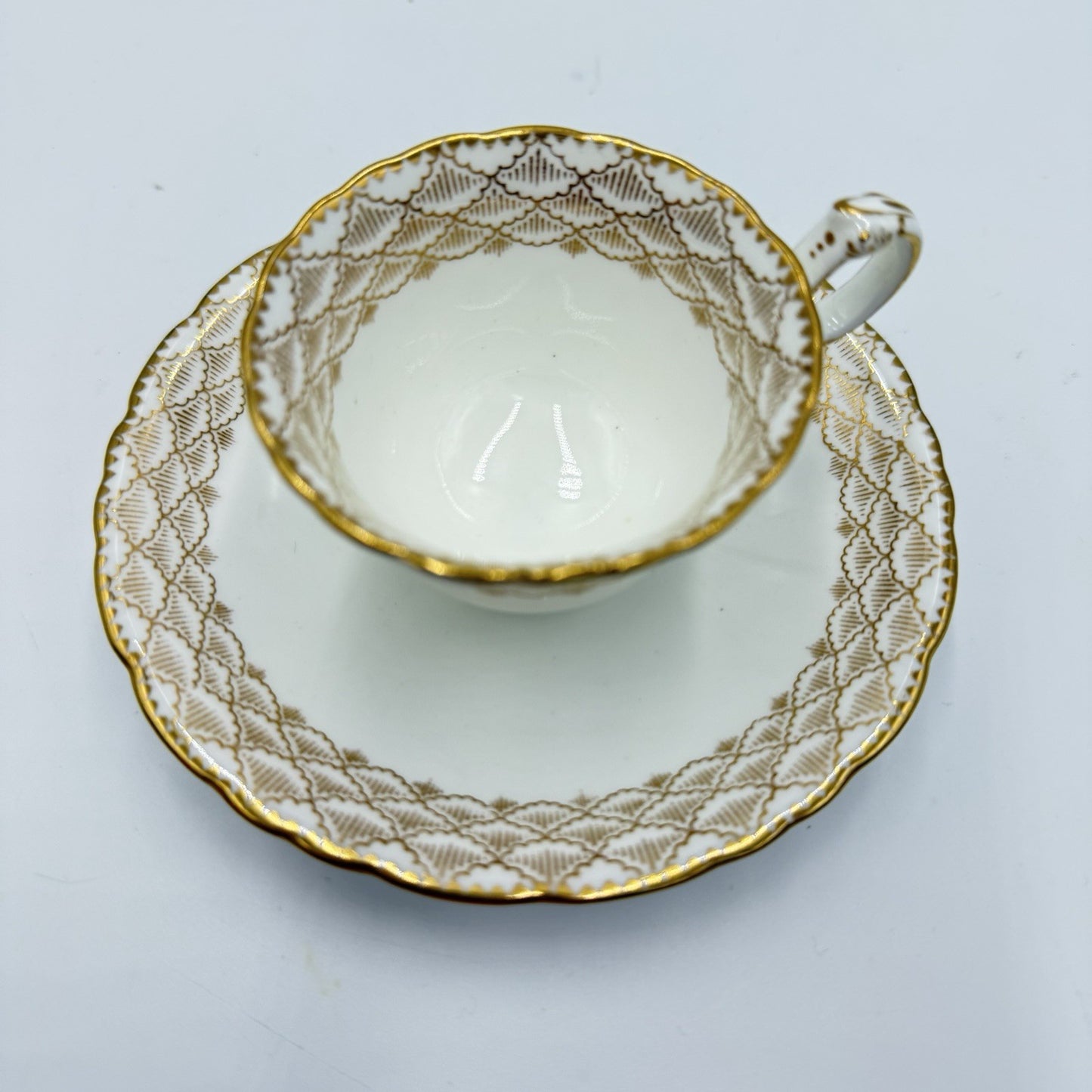 Cauldon England 1862-1904 Gold Westhead & Moore Tea Cup & Saucer #5804 Porcelai