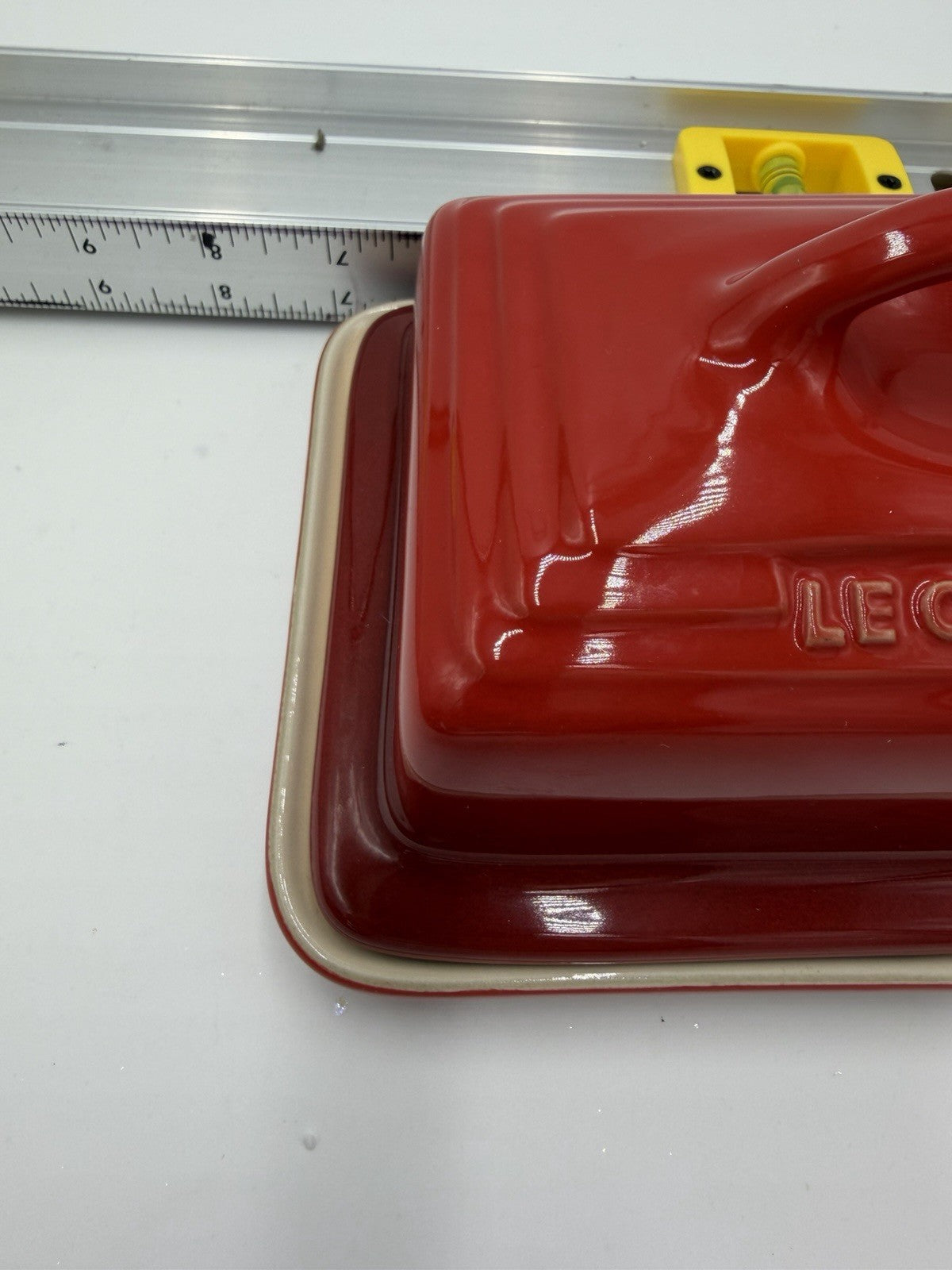 Le Creuset Stoneware Red Butter Dish & Butter Bell Crock Red Set 2 PCs
