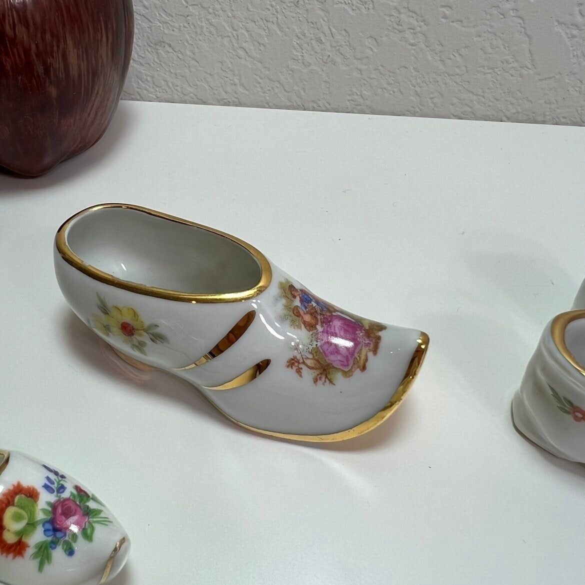 Limoges Dutch Shoes Miniature France Porcelain Lot of 6 Victorian Hand Painted