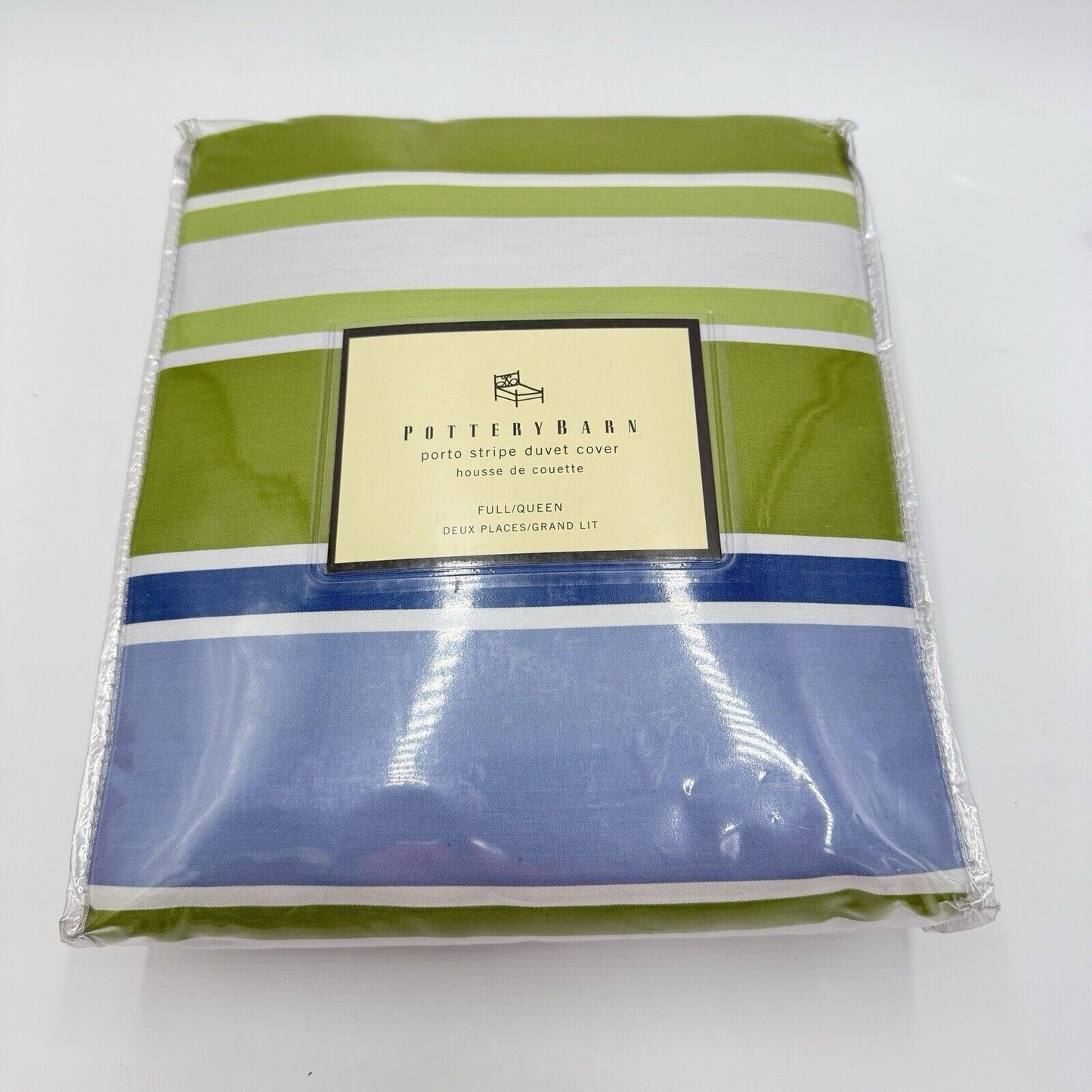 Pottery Barn porto stripe duvet cover full/Queen 100% cotton New