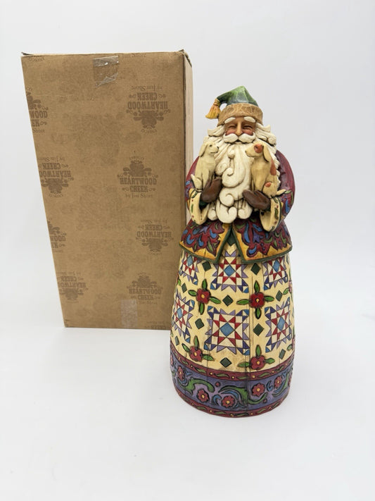 Jim Shore Santa Best Friend Dog & Cat Christmas Santa Figurine 10”H