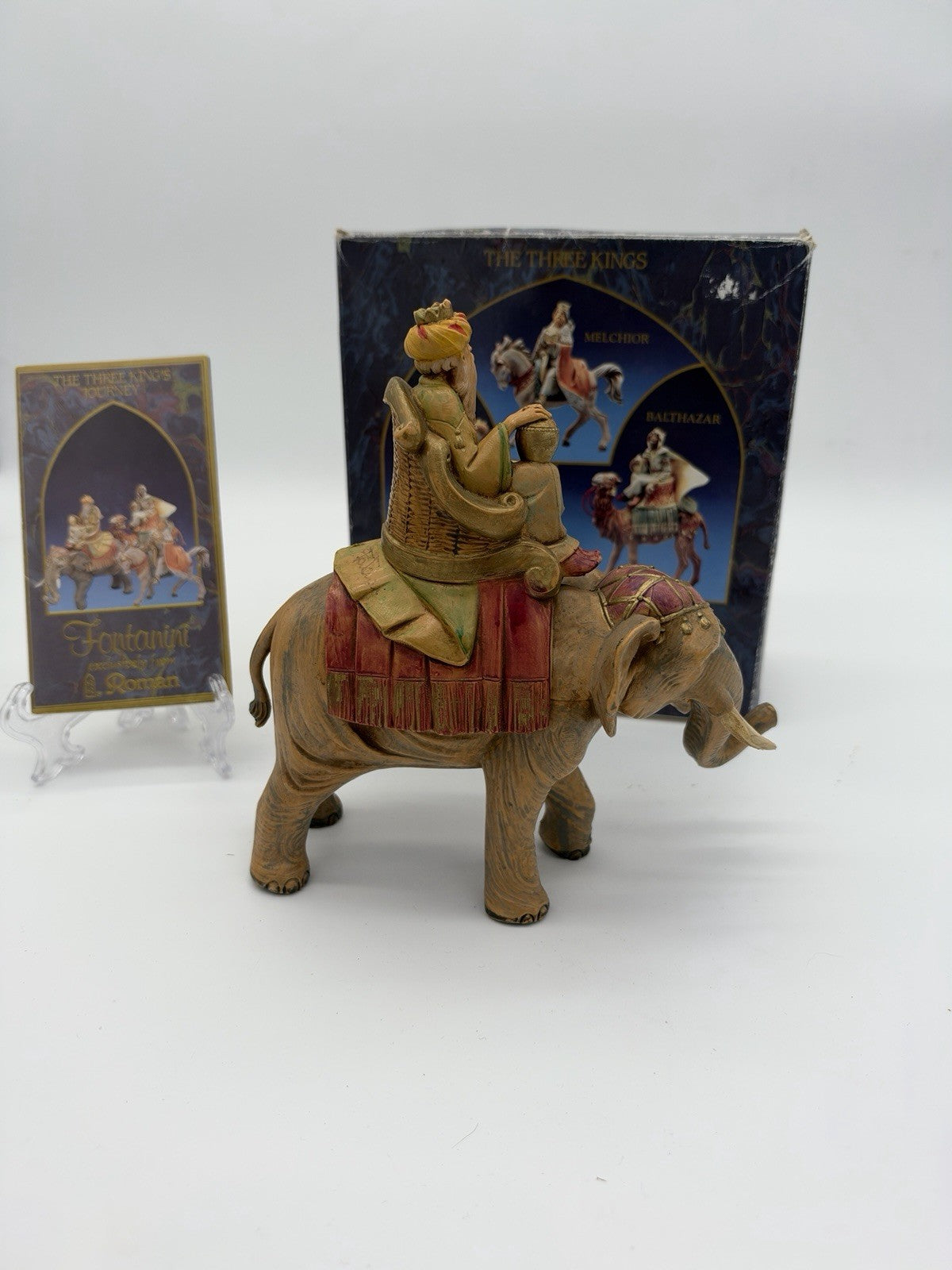 Fontanini Italy Three Kings on Animals Gaspar On Elephant Figurine 6.5”H Signed