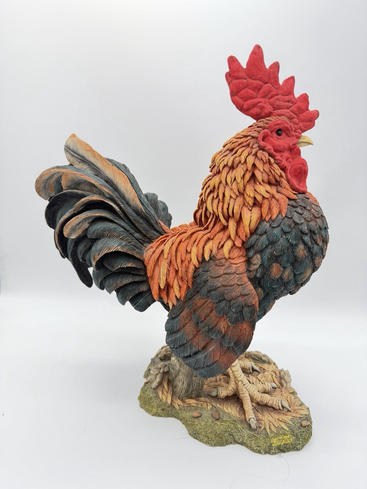 Huge Country Artists England Hand Painted Signed Rooster Sculpture 17”H