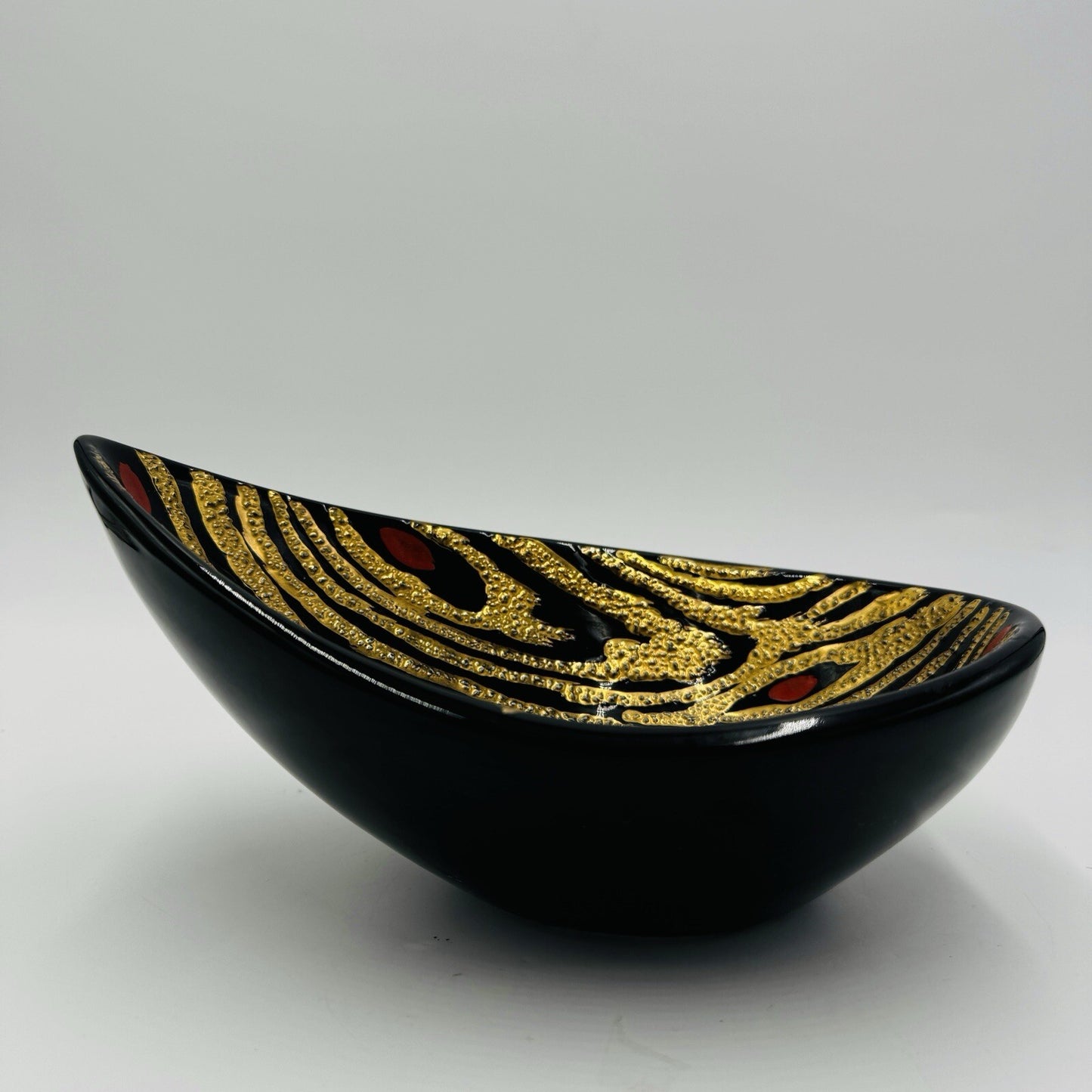 Rare Boch Freres La Louviére  Glazed Ceramic Art MCM Pottery Belgium Bowl Gold