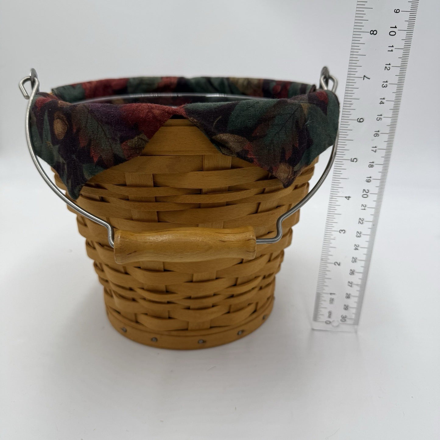 Longaberger Classic Autumn Fall Pail Basket Leaves Liner Protector Handwoven US
