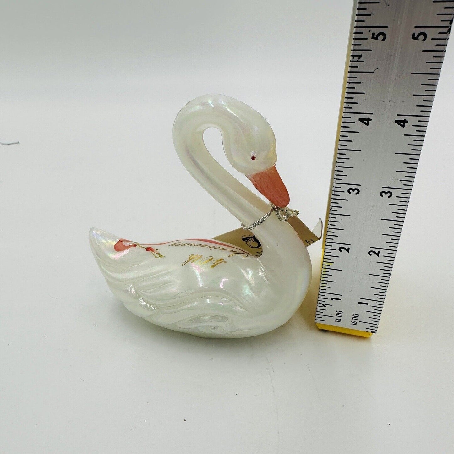 Fenton Swan Figurine 40th Anniversary Enduring Love 1989 4in Vintage Art Glass