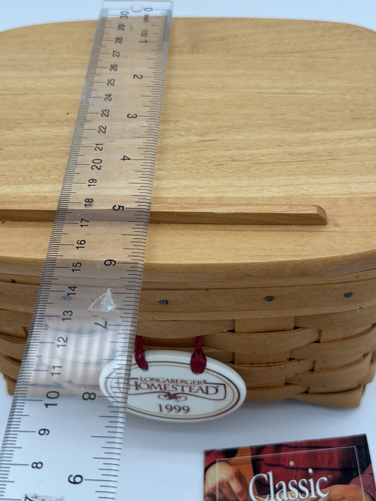 Vintage 1999 Longaberger Recipe Wood Woven  Basket w/Lid Plastic Insert Natural