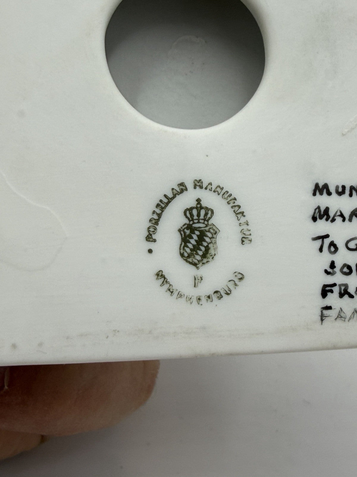 Nymphenburg Porcelain Germany Bavarian Lion Blue Border Antique Figurine