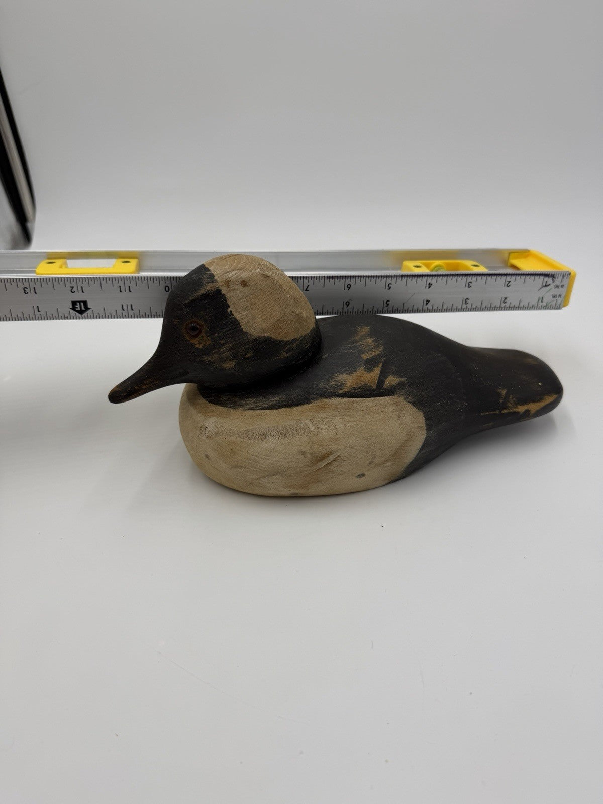 Vintage Ron Fisher Duck Decoy Wood Glass Eyes Swivel Head Folk Art Carved Signed