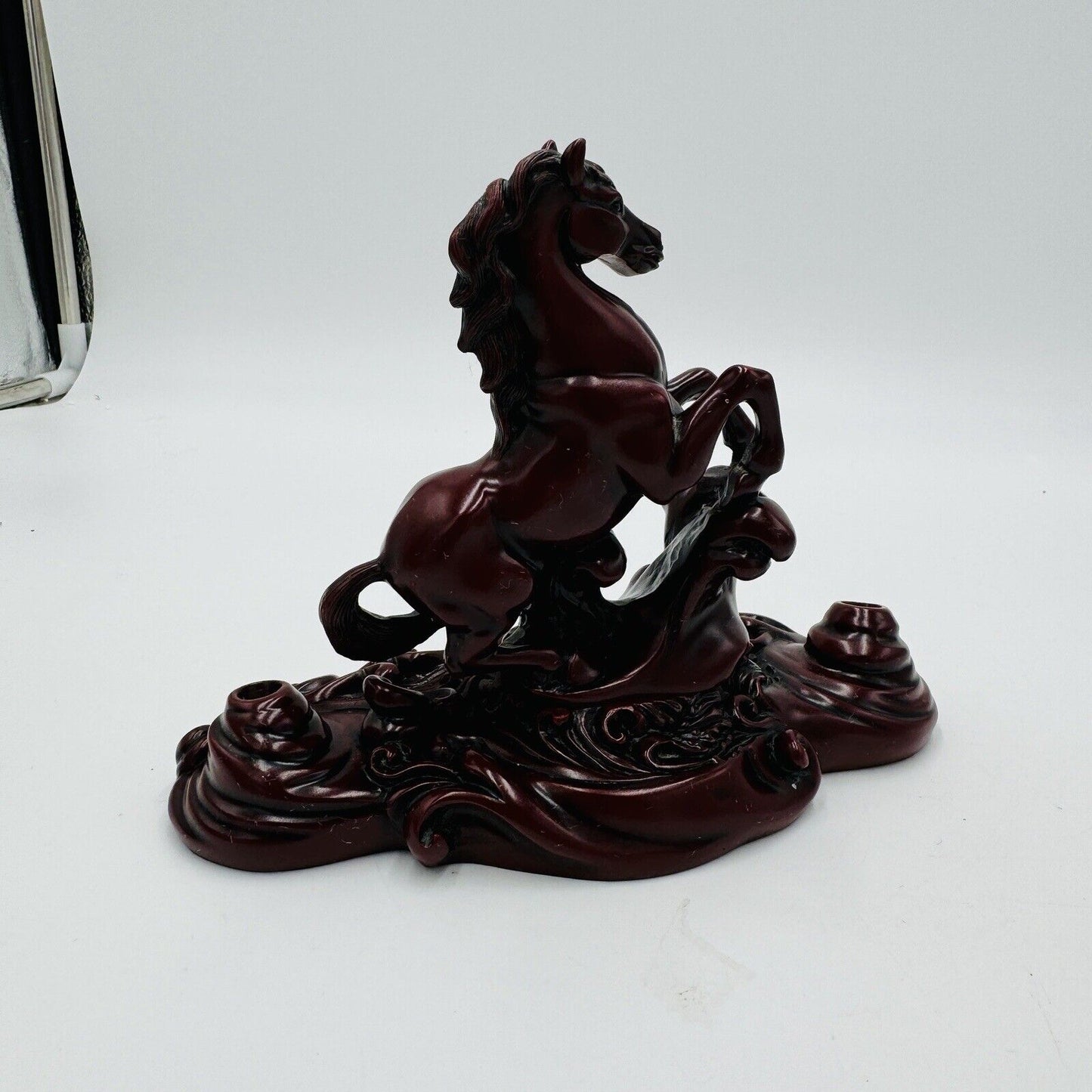 Chinese Red Resin Galloping Horse Pen Holders Desk Paperweight Vintage