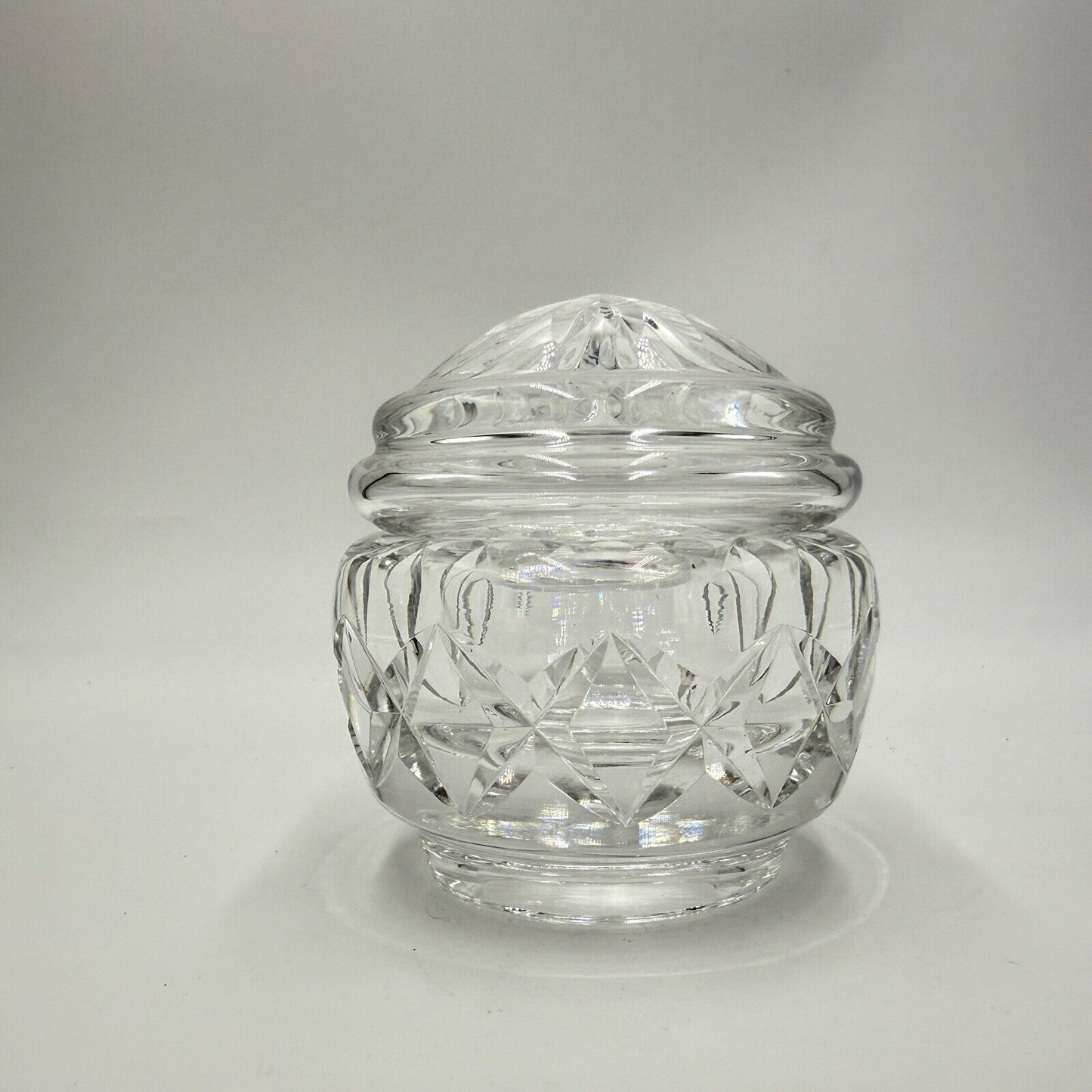 Waterford Crystal Round 4 Inch Heavy Dresser Powder Box Covered Jar Rare