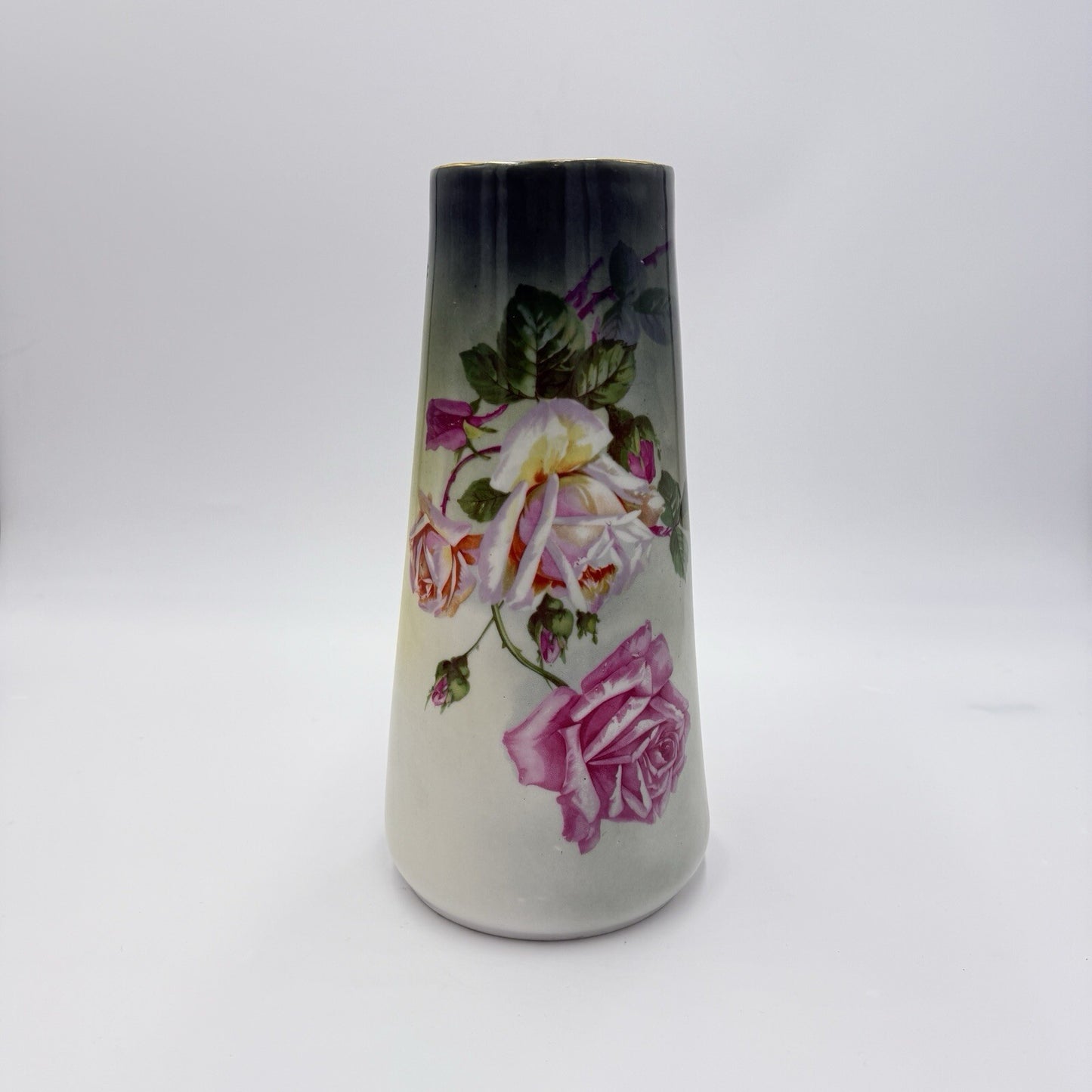Antique Carl Tielsch CT Altwasser Silesia Germany Hand Painted Vase 1900's 10.4"