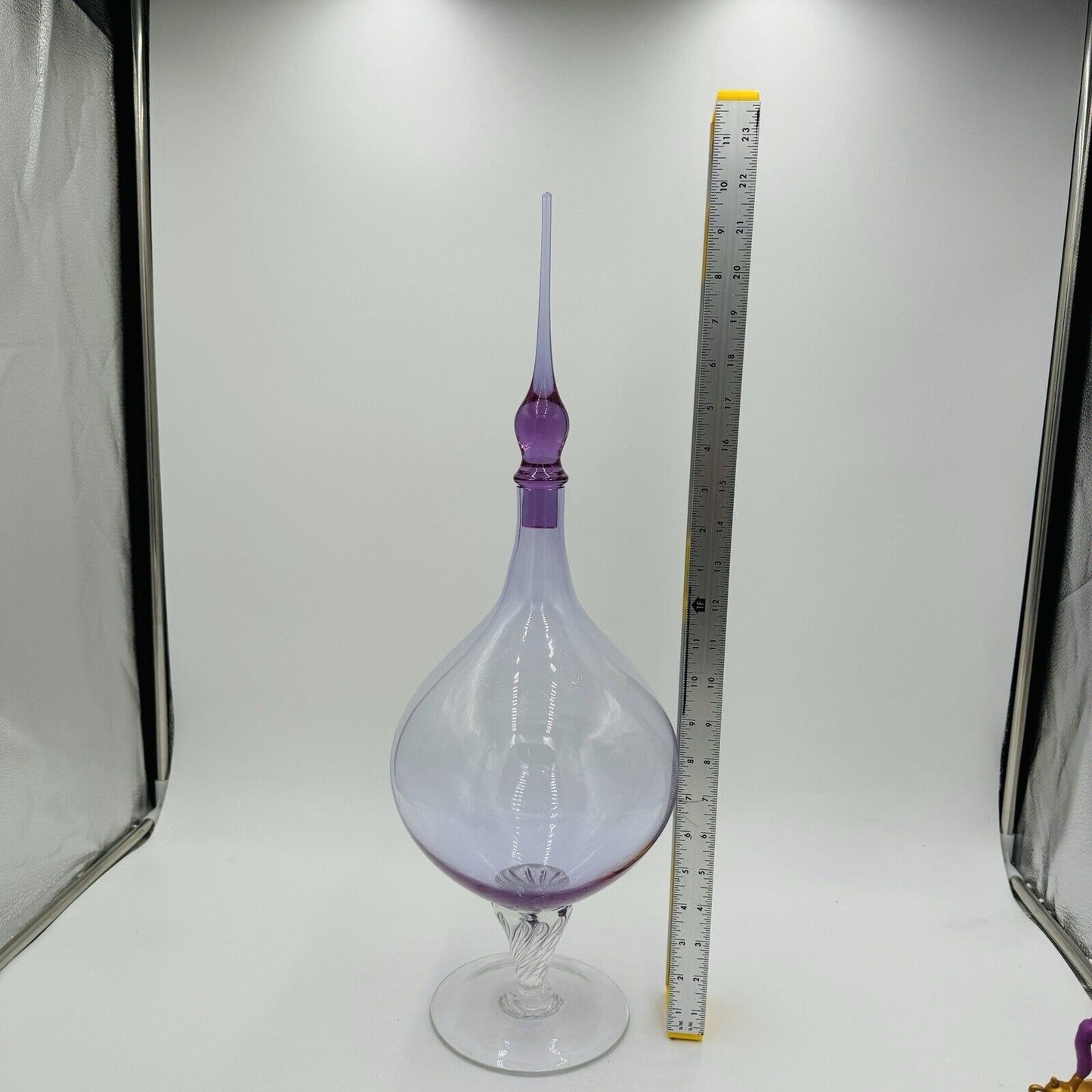 Global Views Art Glass Genie Bottle Purple Decanter Italy Julia Buckingham