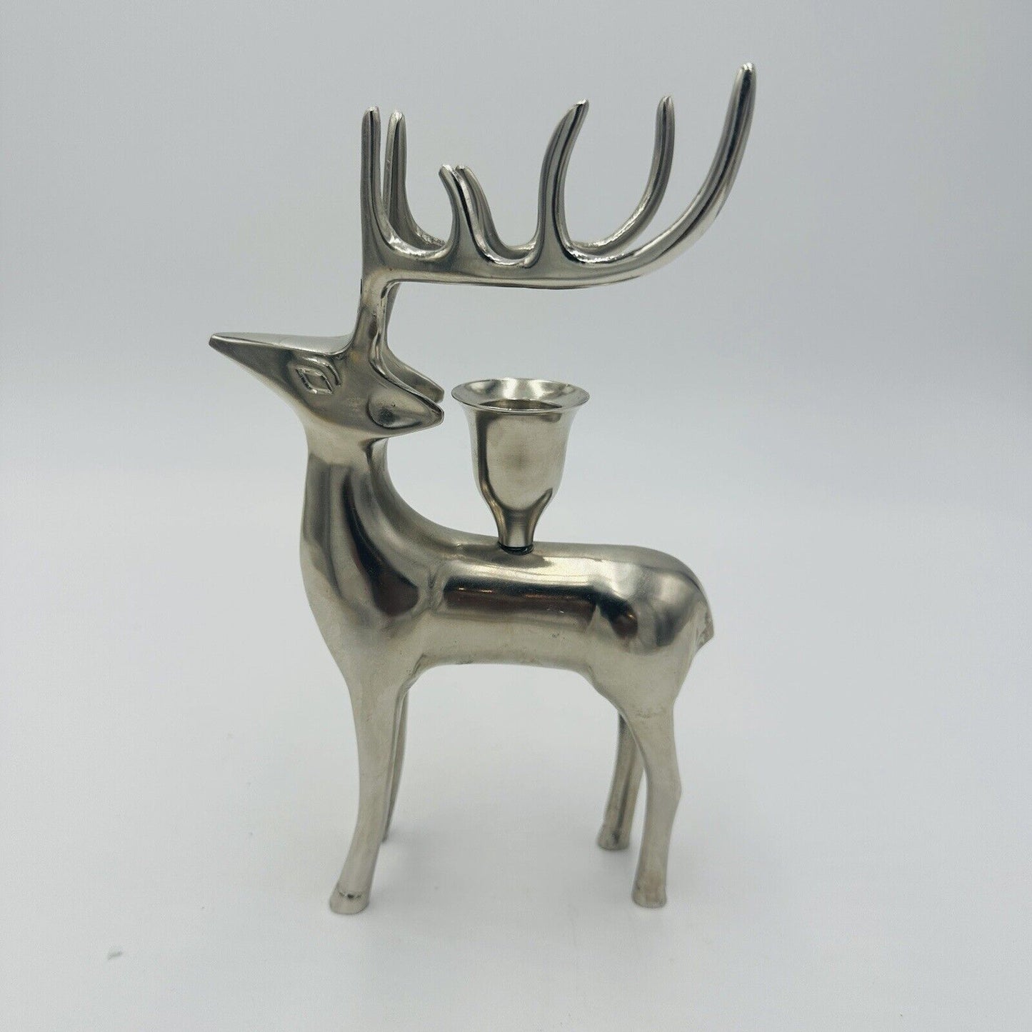 Pottery Barn Reindeer Candle Holders Vintage Silver Plated Seasonal Stag Taper