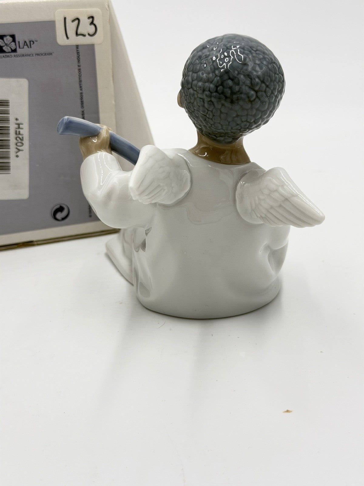 Lladro Spain Porcelain Angel Playing Mandolin Seated Boy Figurine NIB Retired Vt