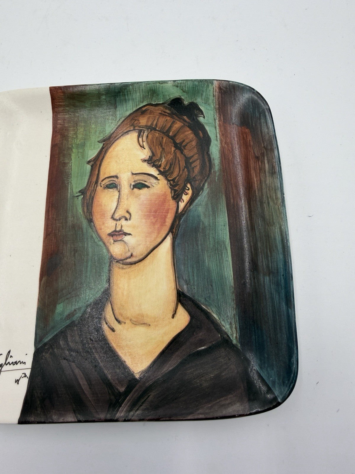 Amedeo Modigliani's 1918 Italy impressionist oil Burgundian Woman wall plate