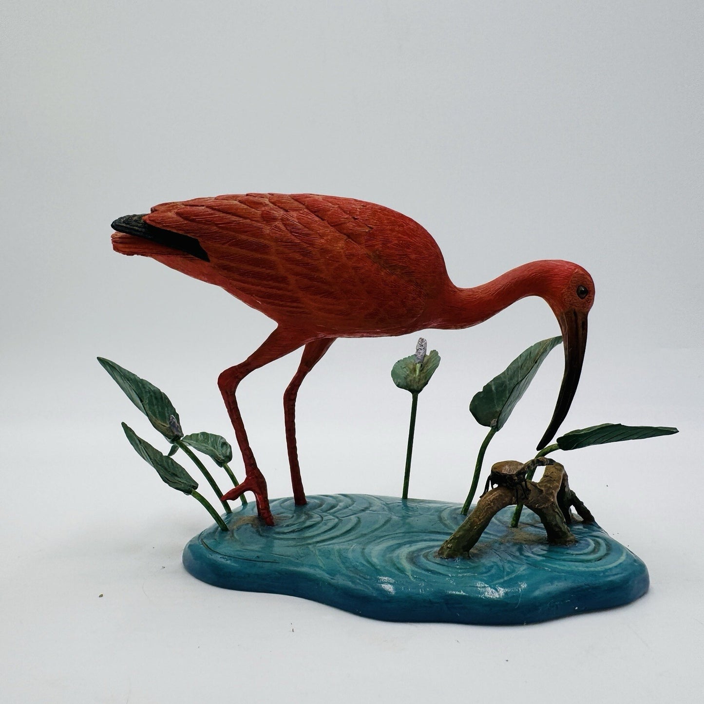 The Danbury Mint Scarlet Hunter Ibis Bird Figurine By Jeff Rechin 4” X 6” Nature