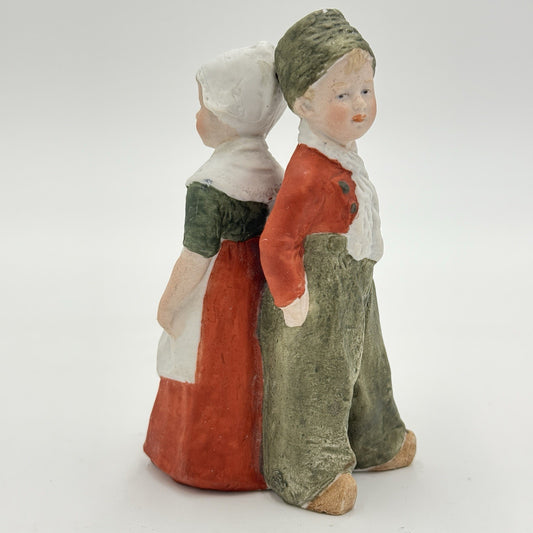 Bisque Heubach 4” Figurine  Germany Standing Dutch Boy & Girl Porcelain Vintage