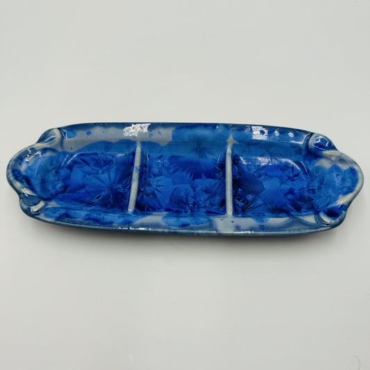 Studio Edgecomb Rectangle Divided Tray Potters Pottery Crystalline 11in x 4in