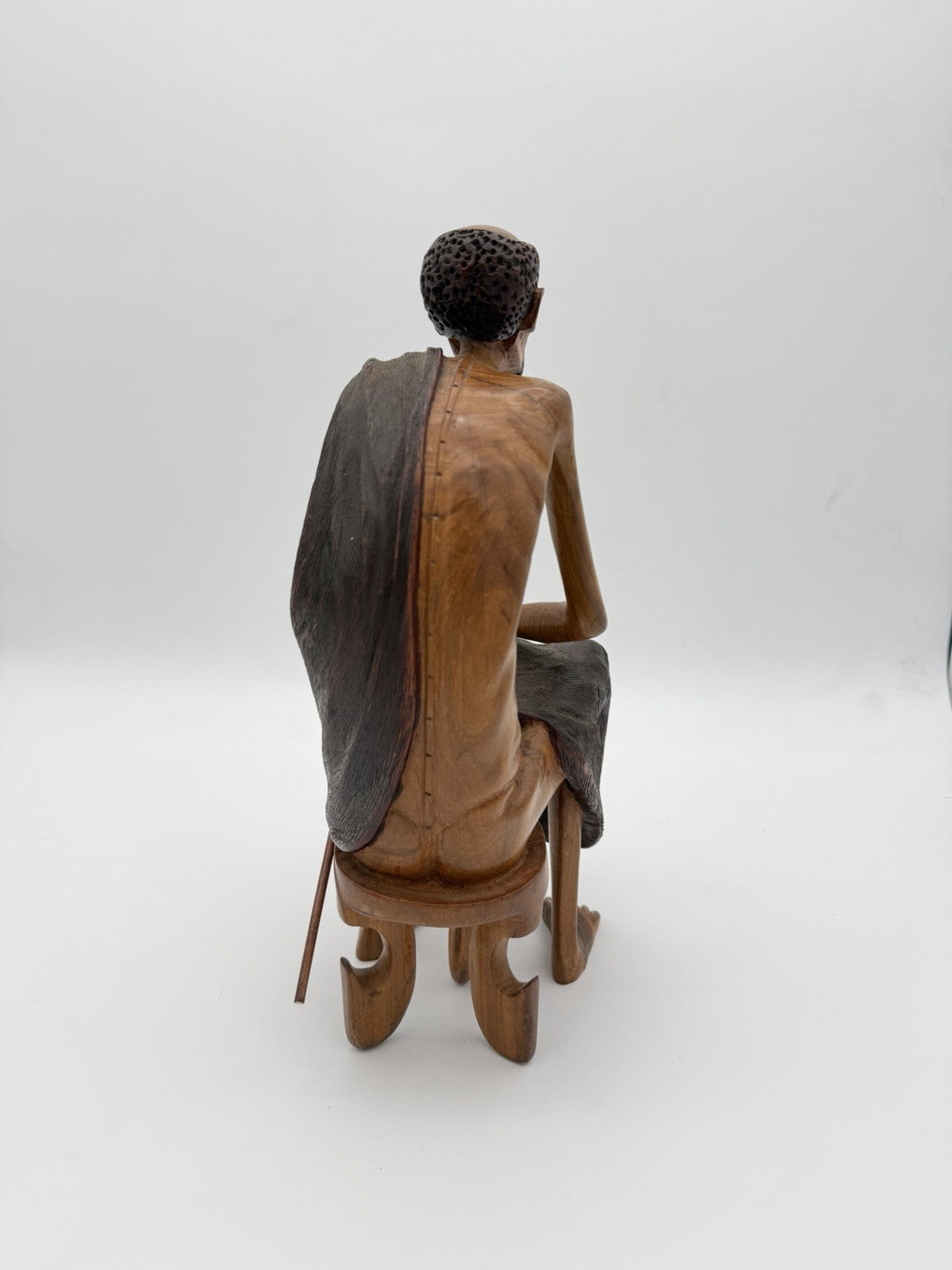 Vintage Folk Art Hand Carved Wood African Tribal Hunter Sculpture 13”H