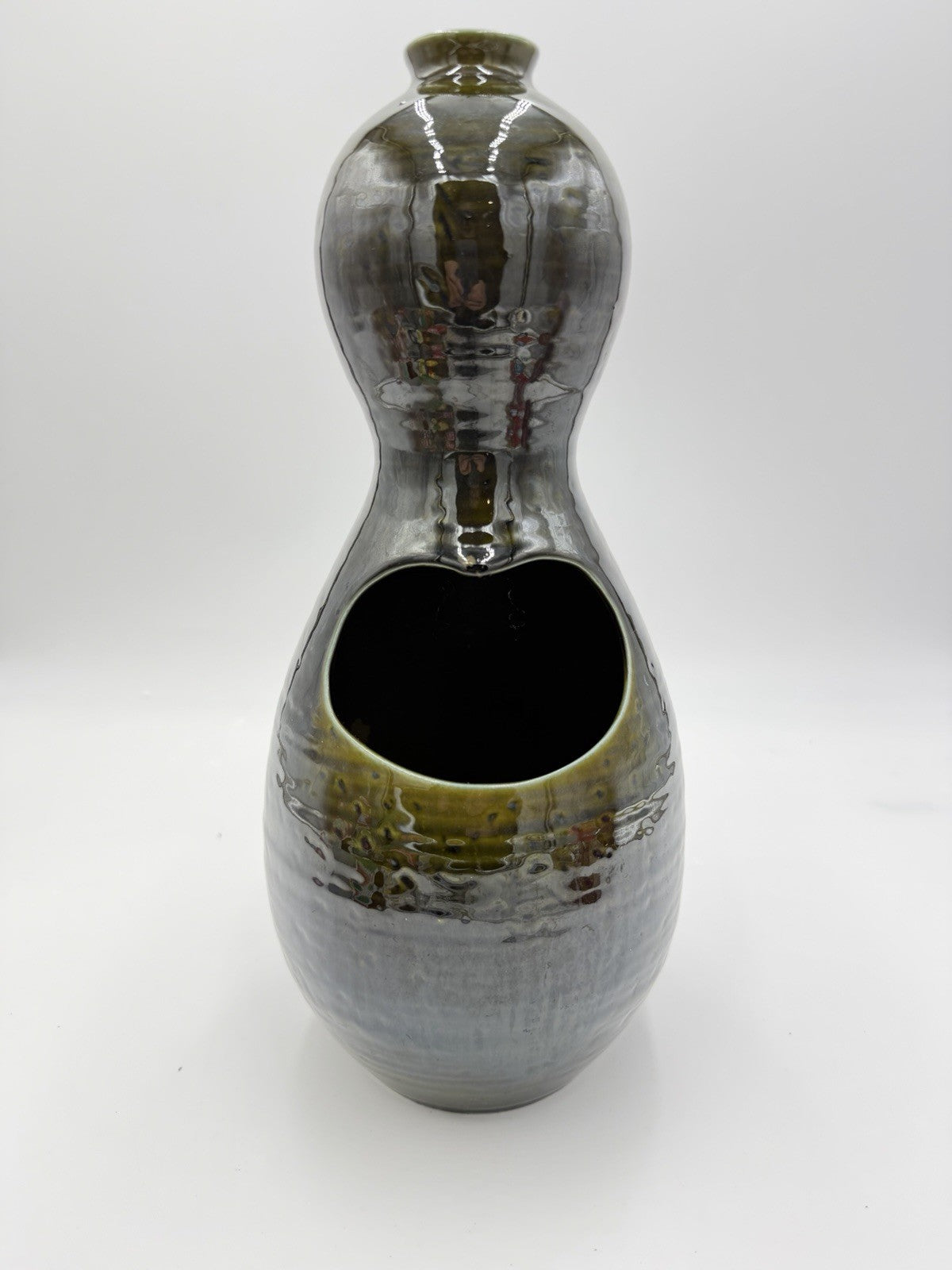 Large MCM Hyalyn RC-7 Gourd Vase 14" 1966 Ikebana Planter Green Olive