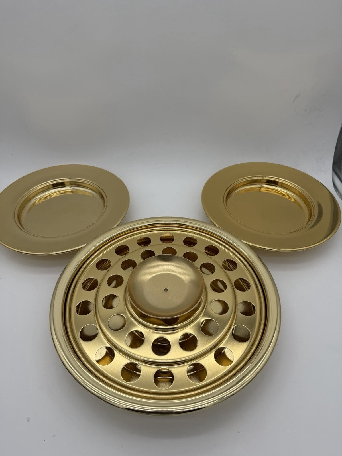 Artistic Communion Cup Tray &2 Bread Trays GOLDTONE Brass Holds 40 Set 4 PCs