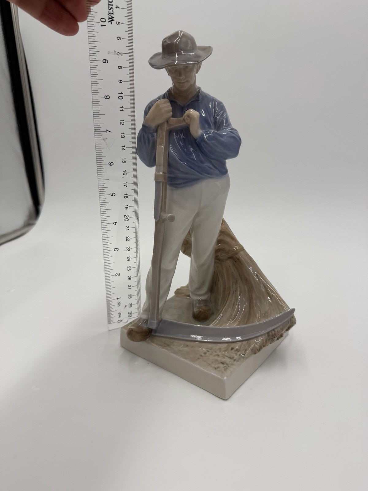 Royal Copenhagen Denmark Porcelain Man W/SCYTHE Figurine 10"H Harvesting