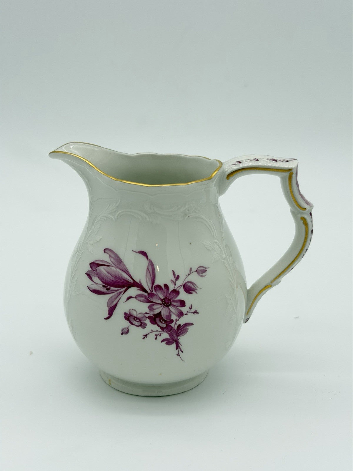 Antique KPM Berlin Porcelain Hand Painted Pink Flowers 4” Creamer Porcelain Germ