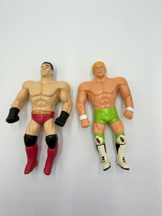 Vintage WWE Titan Sports Billy Gun & Ken Shamrock Bend-Ems action figurines
